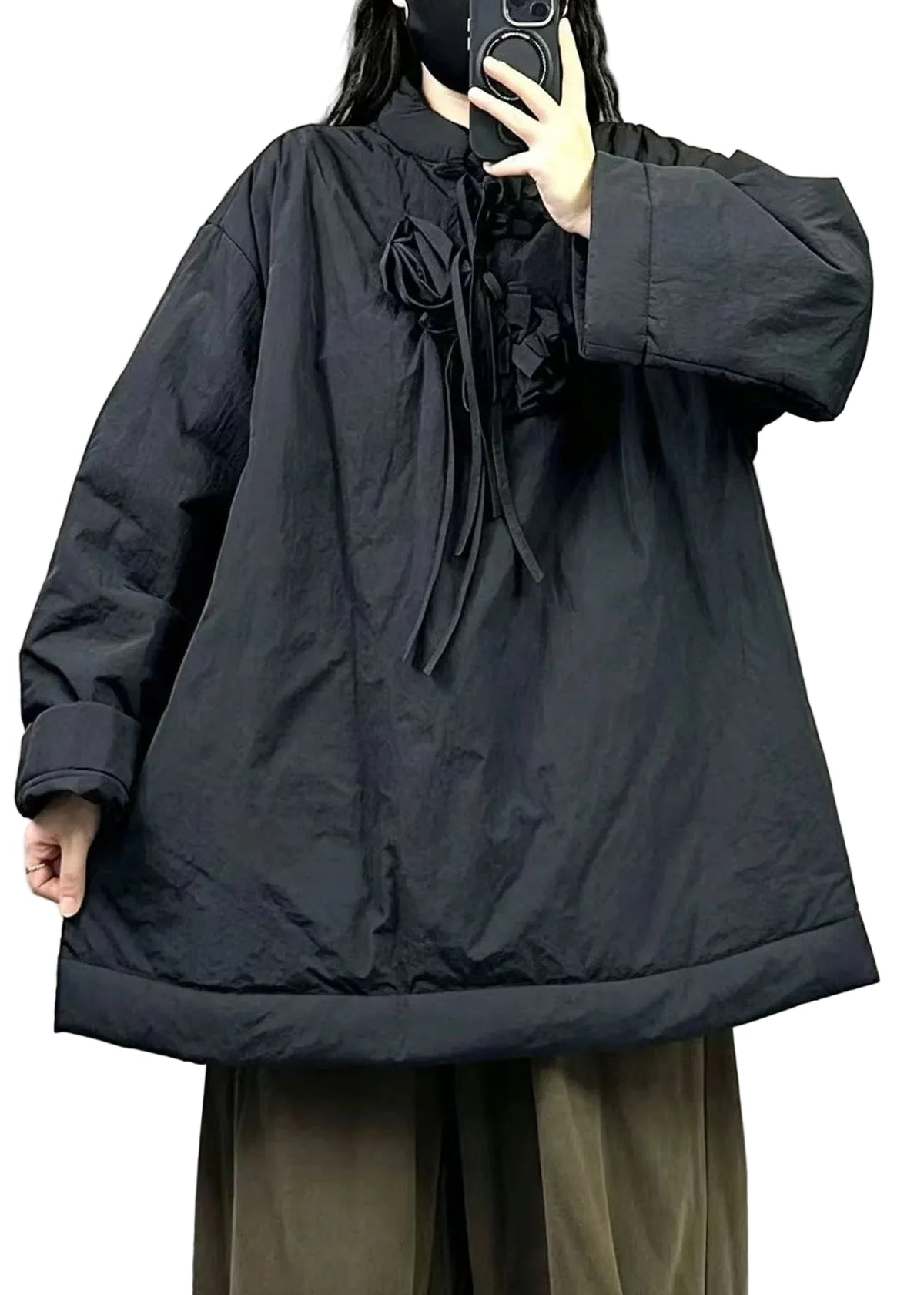 Femme Parka Oversize à Motif Floral Hiver 1