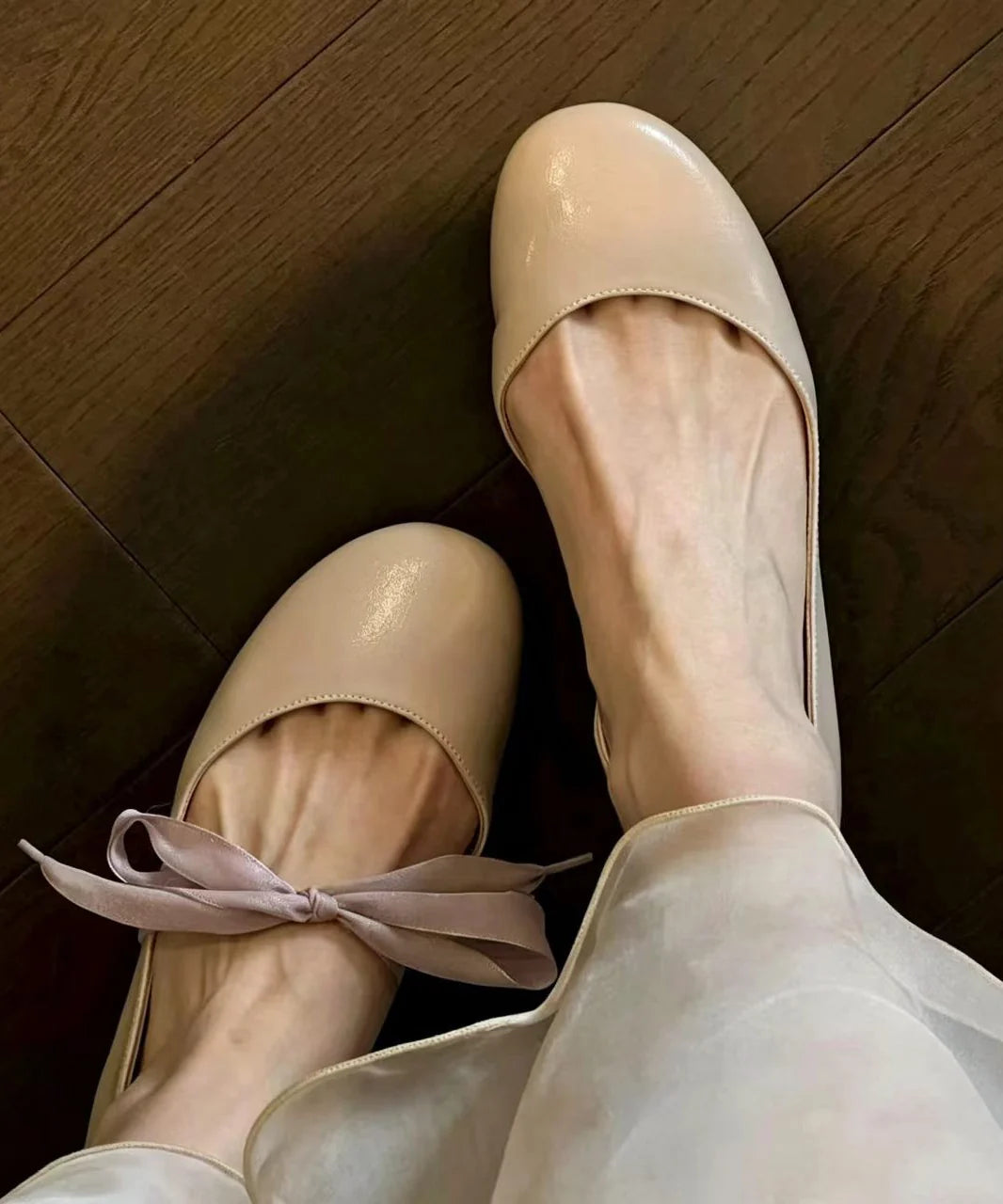 Femmes Ballerines à bout rond avec ruban 3