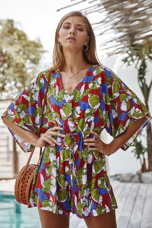 Variant image for Combinaison Femme Chic à Motif Floral Confortable Polyester-1