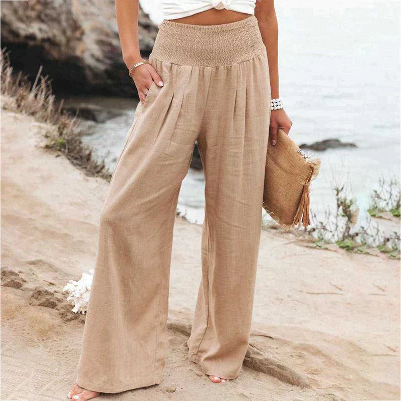 Variant image for Pantalon Fluide Femme Tropical Tissu Respirant Casual-9