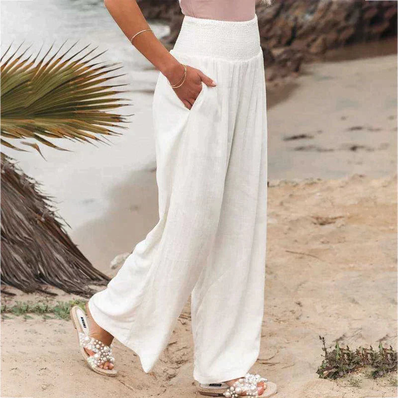 Pantalon Fluide Femme Tropical Décontracté Tissu Respirant-2