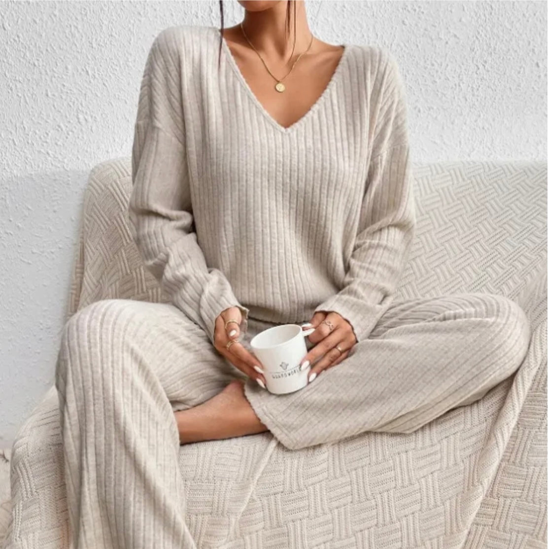 Ensemble d'Hiver Femme à Deux Pièces Mélange de Coton 2