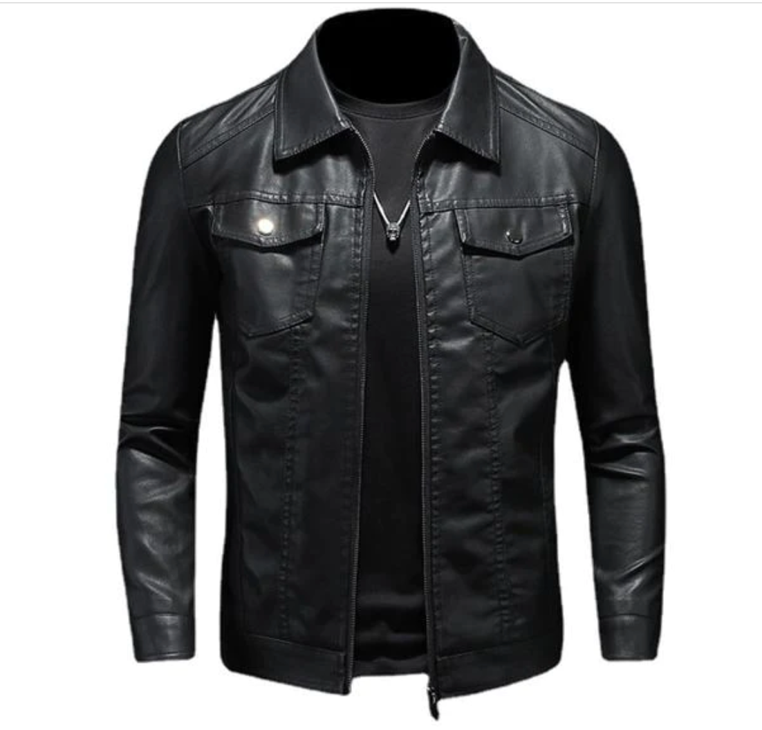 Variant image for Veste Cuir Homme Style Motard en Cuir Véritable-1