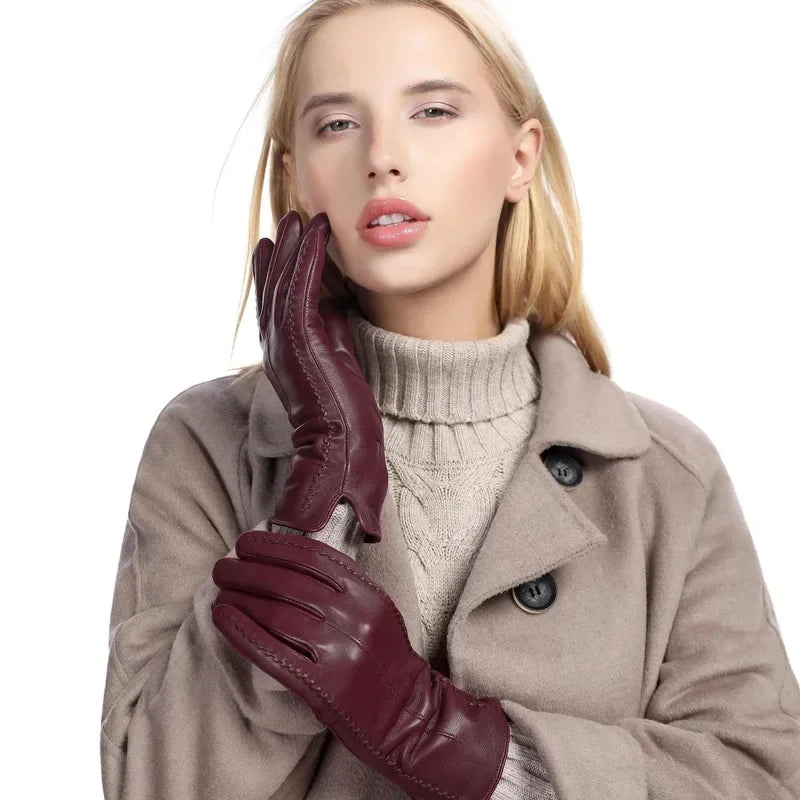 Gants d'Hiver pour Femmes en Cuir Synthétique Élégants et Durables