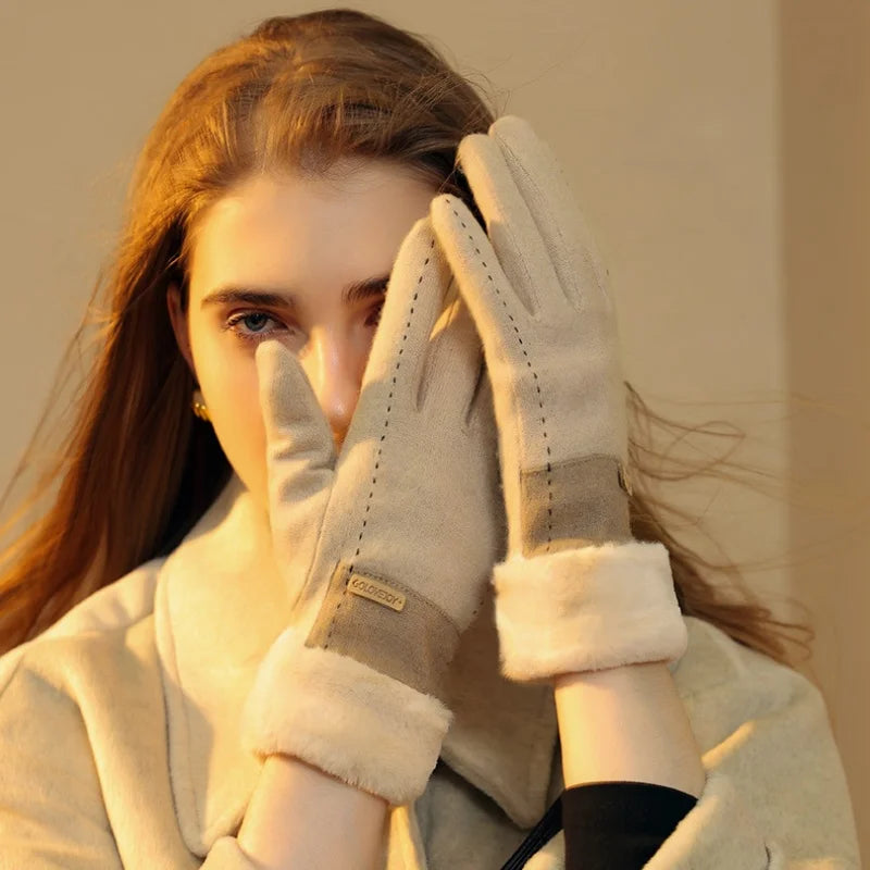 Gants pour Femmes en Pluche Élastique et Chaud