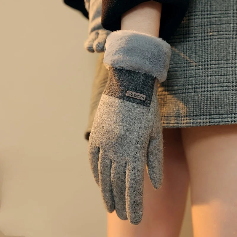 Gants pour Femmes en Pluche Élastique et Chaud