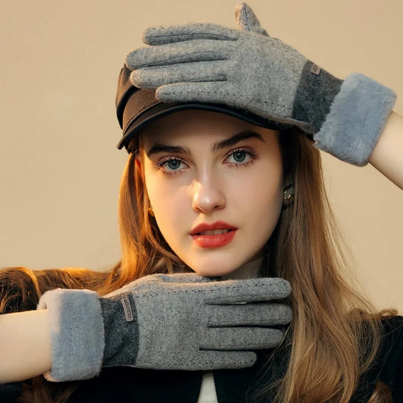 Gants pour Femmes en Pluche Élastique et Chaud