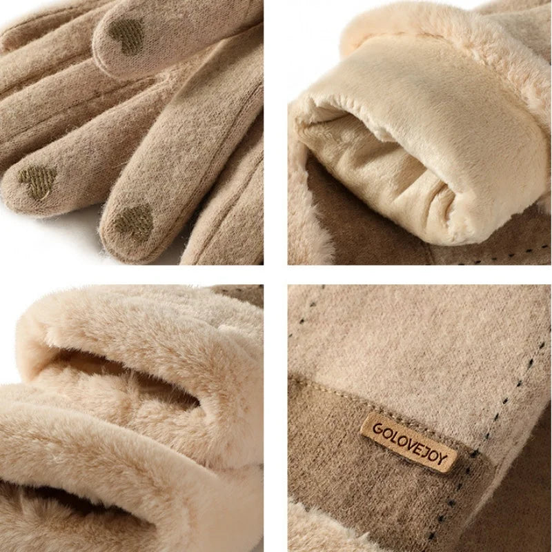 Gants pour Femmes en Pluche Élastique et Chaud