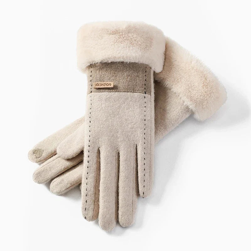 Gants pour Femmes en Pluche Élastique et Chaud
