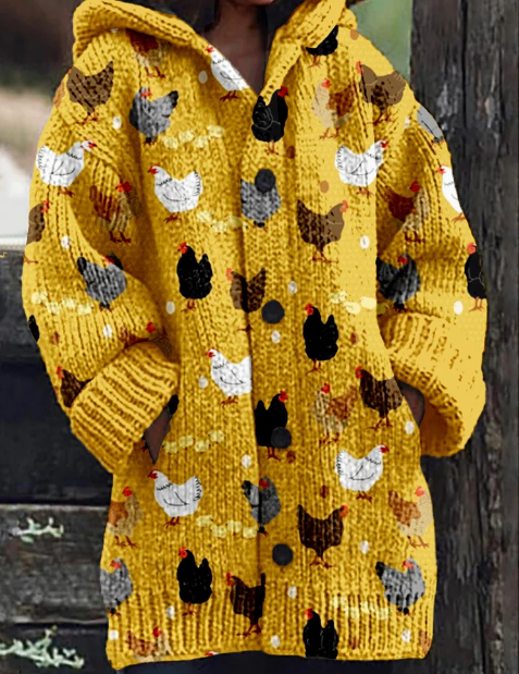 Cardigan Femme Graphique Unique Tissu Doux-2