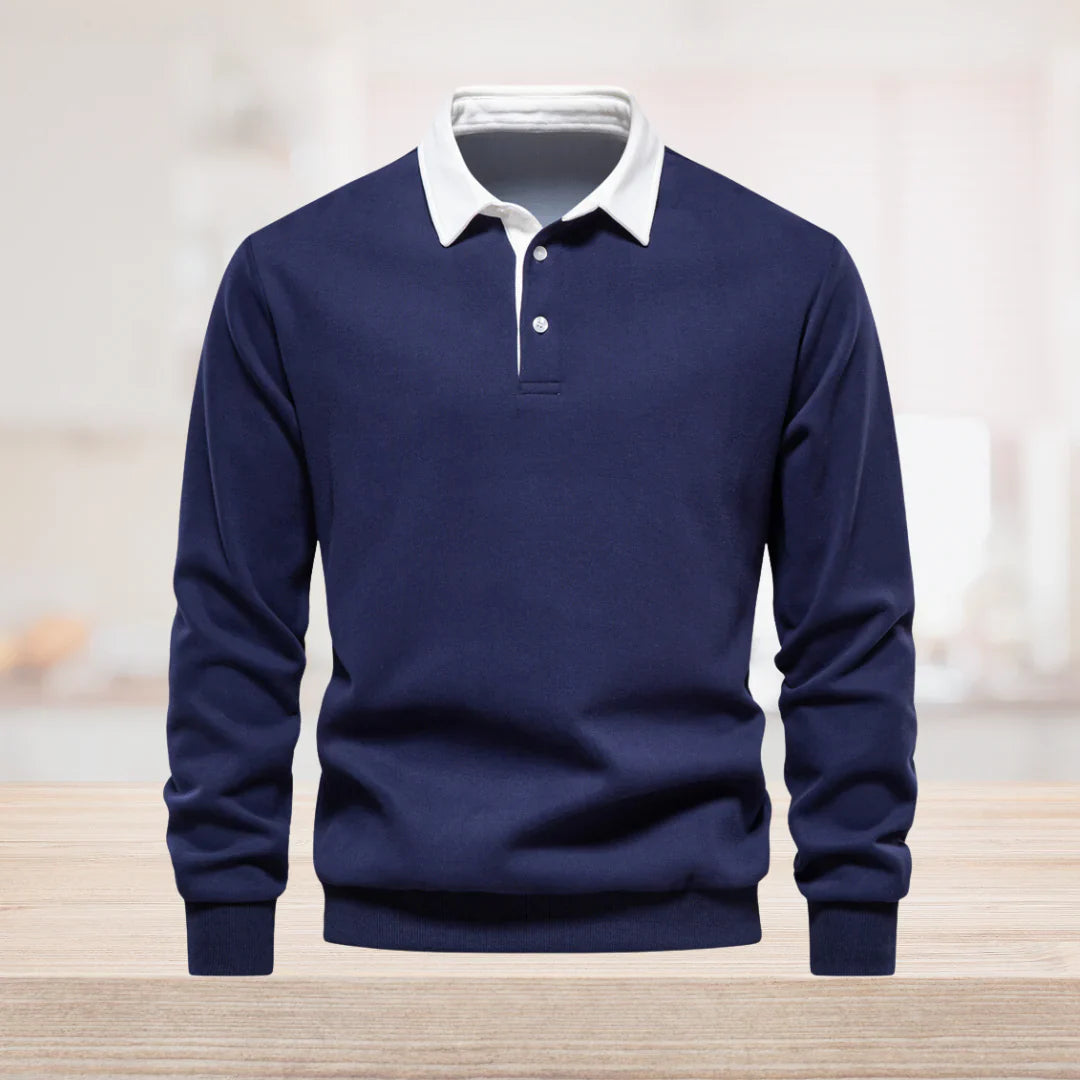 Polo Masculin Élégant Manches Longues 100% Coton-1