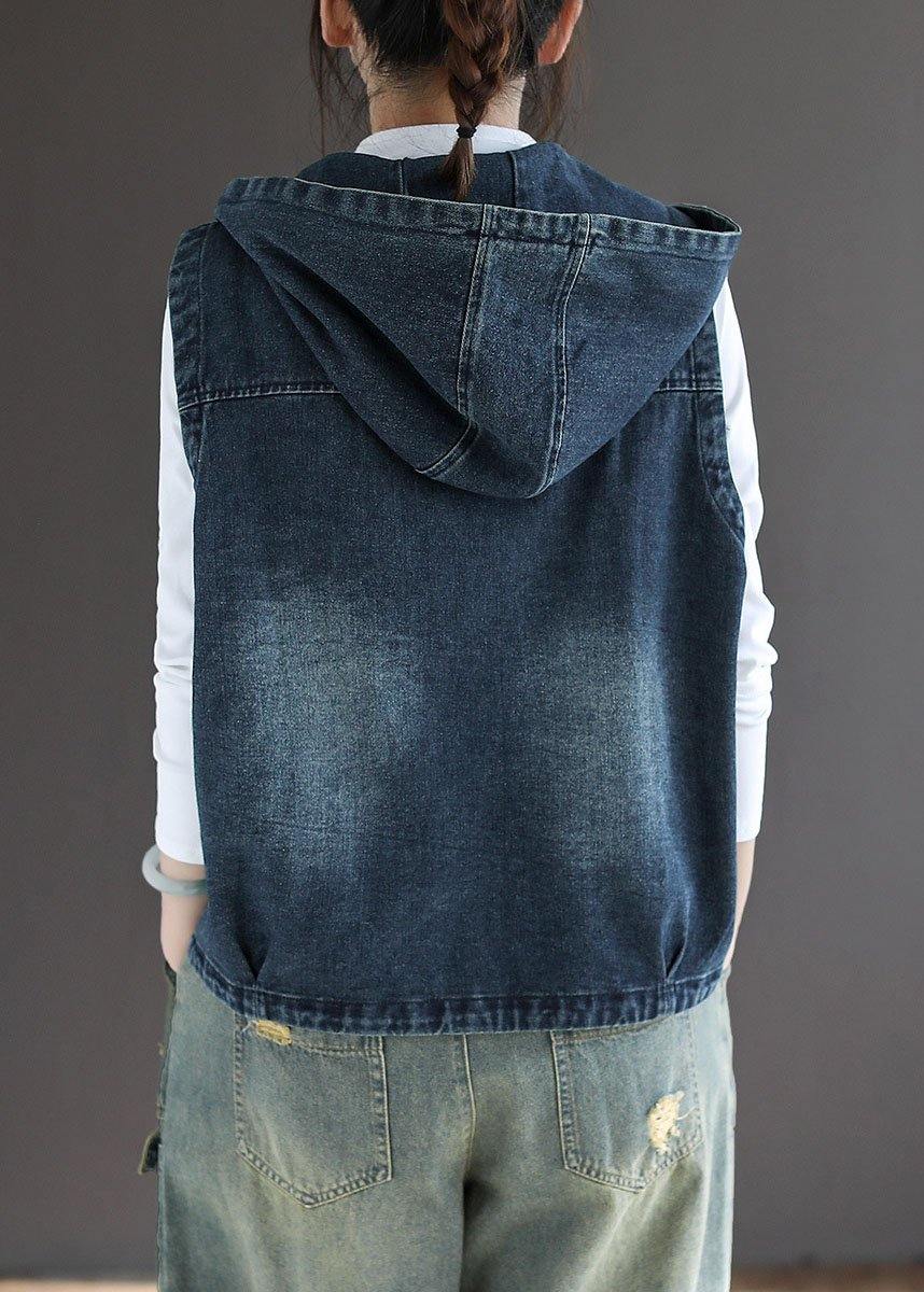 Gilet En Jean Sans Manche Femme Avec Poches Zippées Décontracté 3
