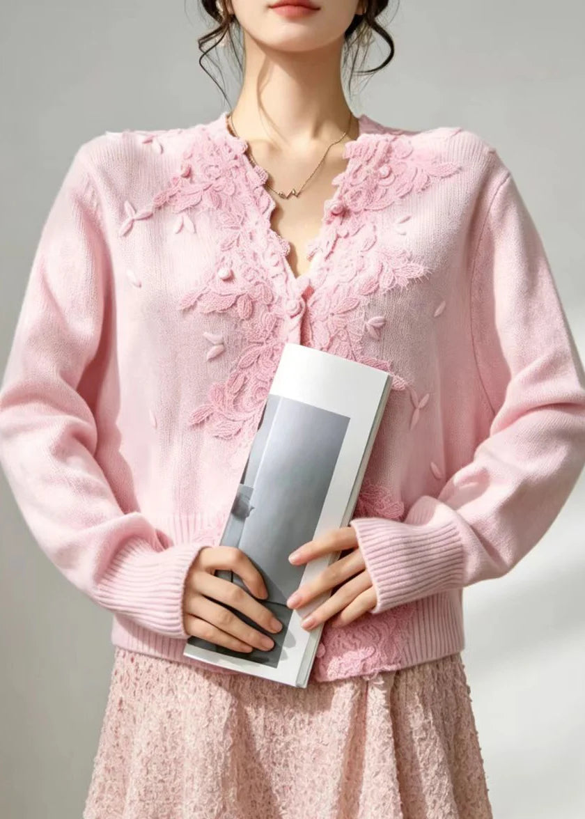 Gilet Femme Col V Brodé Automnal 1