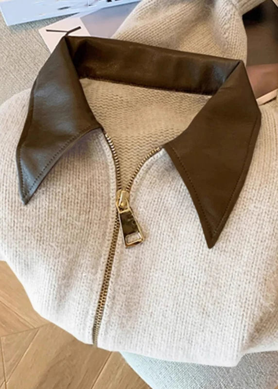 Gilet Femme Décontracté Col Claudine Zippé Patchwork 2
