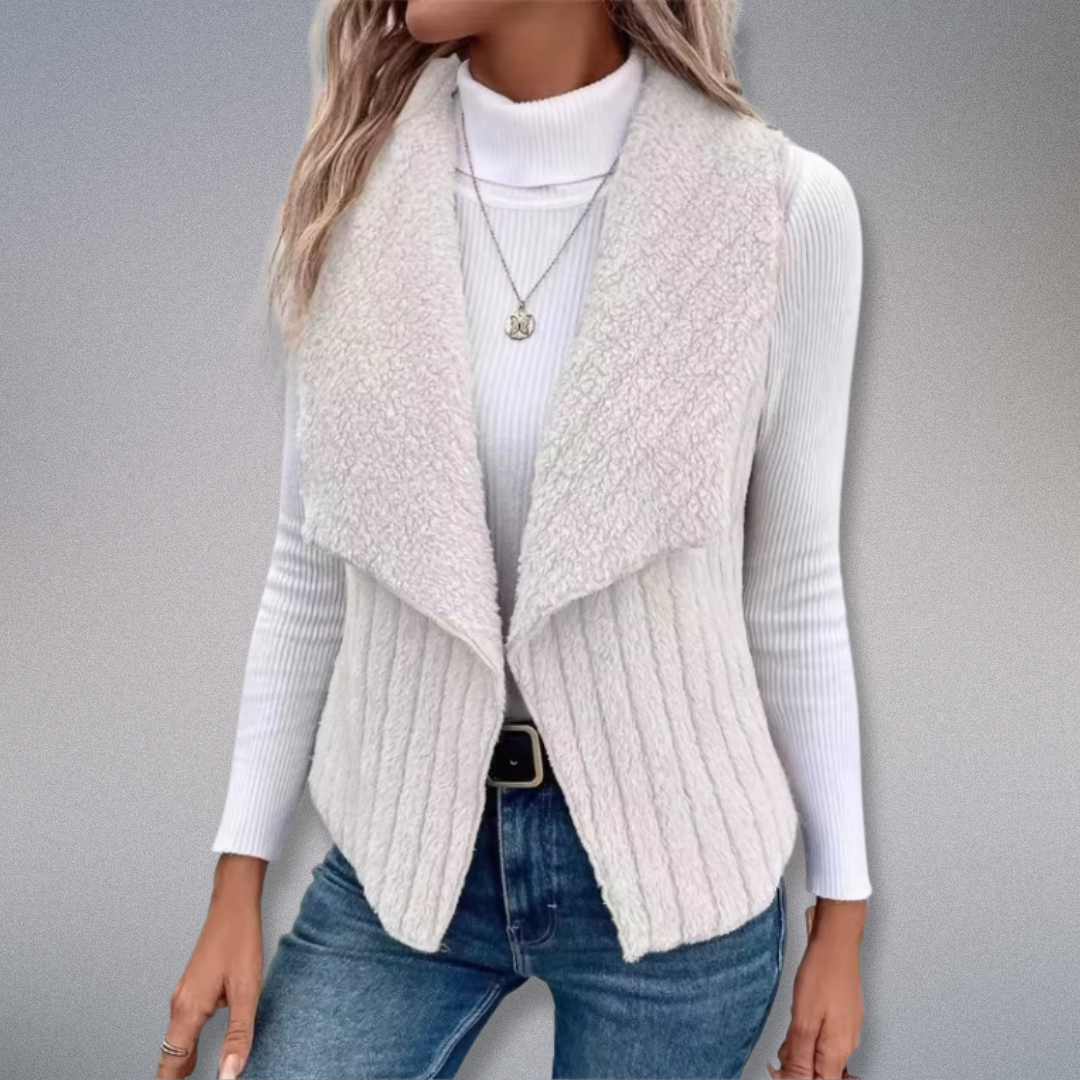 Gilet Femme Long Col Notch Tissu Doux Casual 5