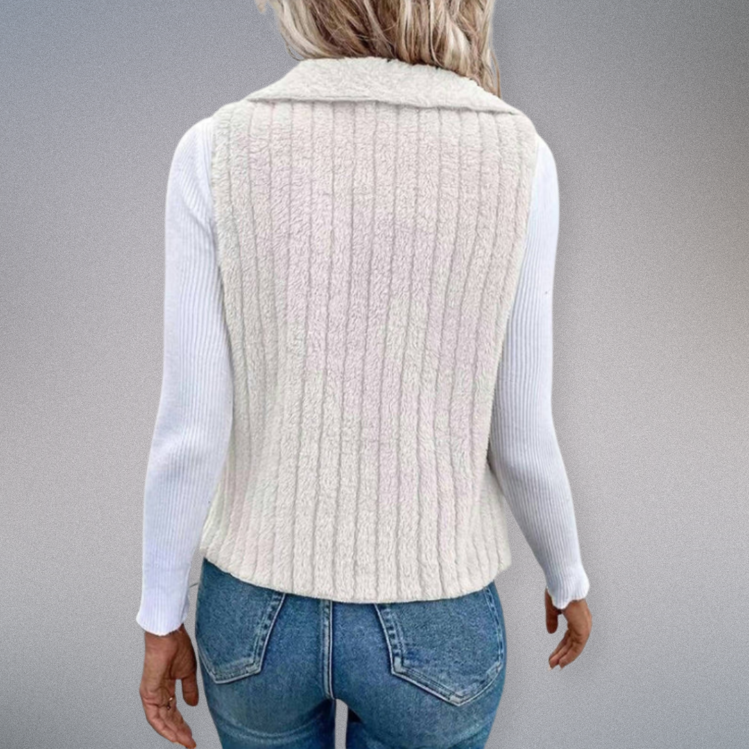 Gilet Femme Long Col Notch Tissu Doux Casual 6