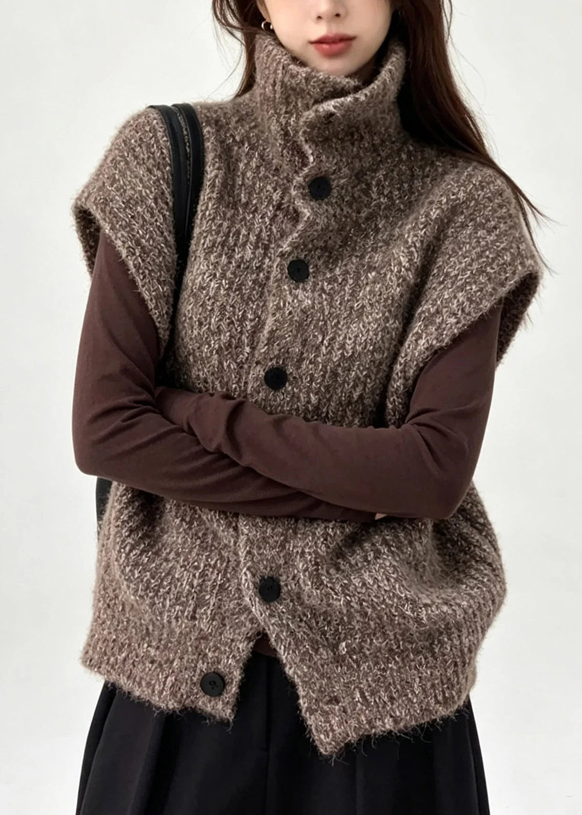 Gilet Femme Patchwork Boutonné Automnal Style Décontracté 2