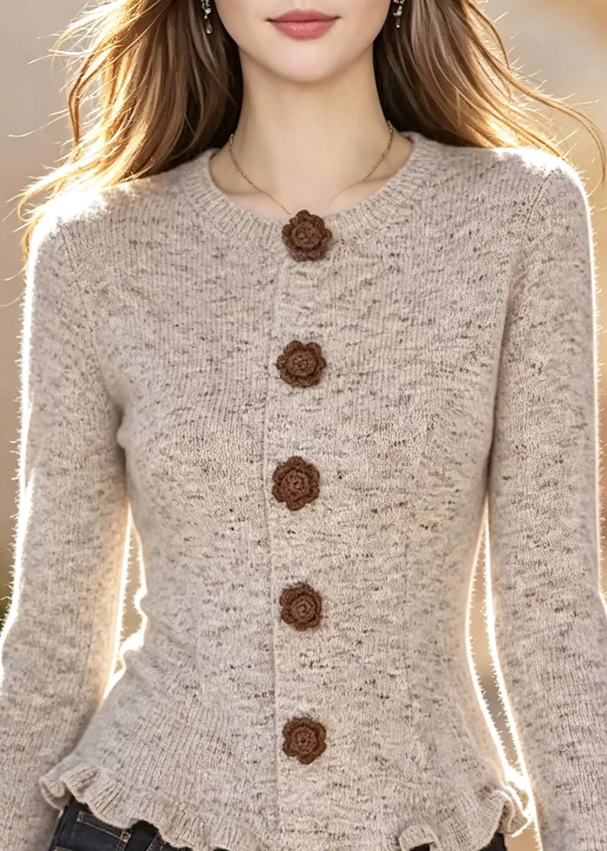 Gilet Femme Patchwork à Volants Manches Évasées 1