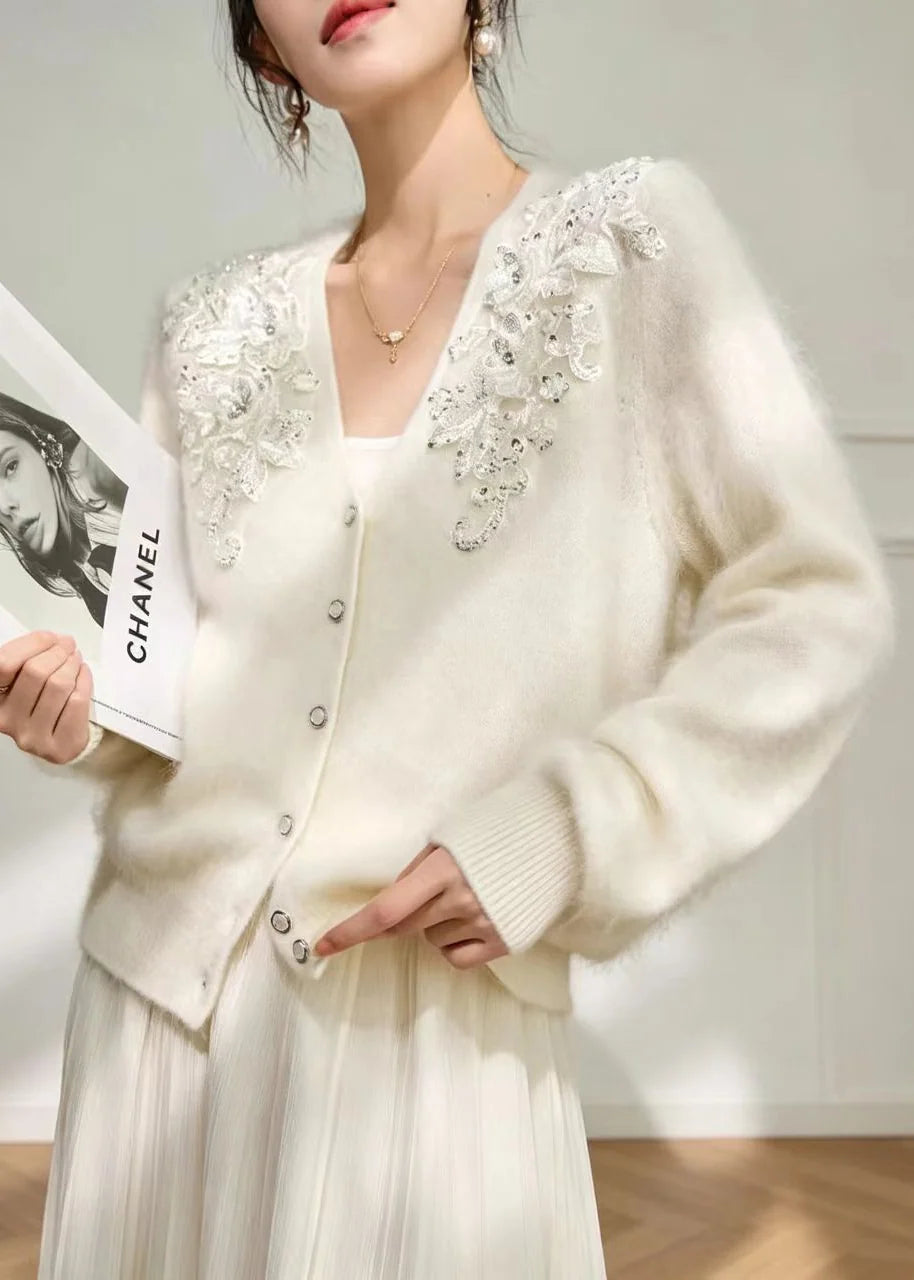 Gilet Femme Style Bohème Col V Orné de Perles 2