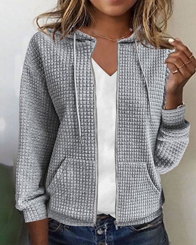 Gilet Femme à Capuche Casual en Tissu Texturé 3
