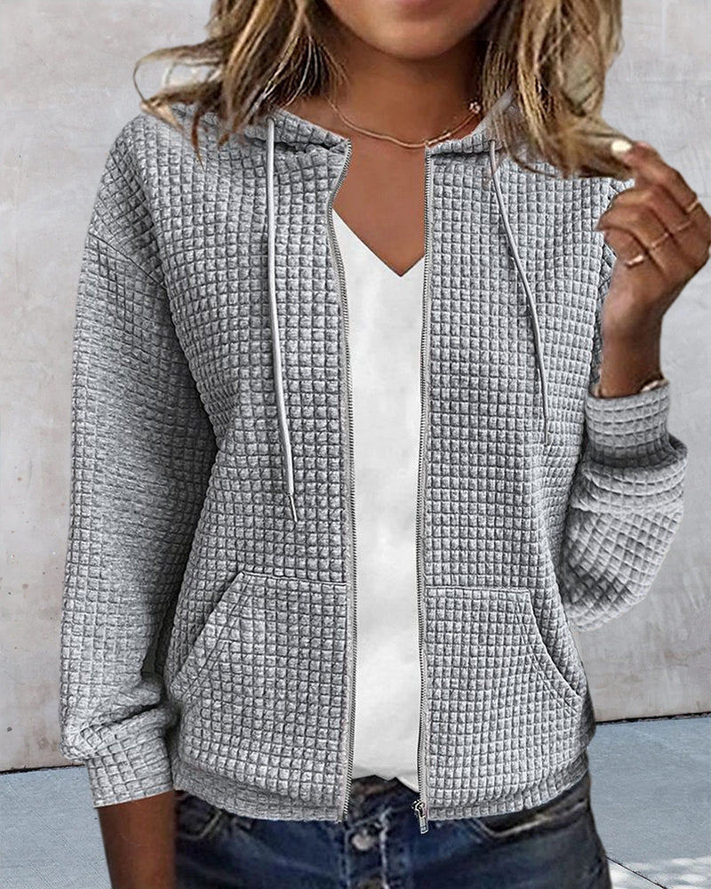 Gilet Femme à Capuche Casual en Tissu Texturé 4