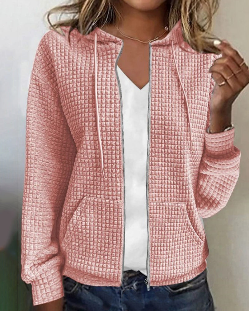 Gilet Femme à Capuche Casual en Tissu Texturé 9