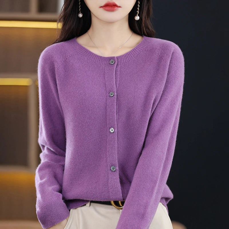 Gilet Femme en Laine à Col Ronde