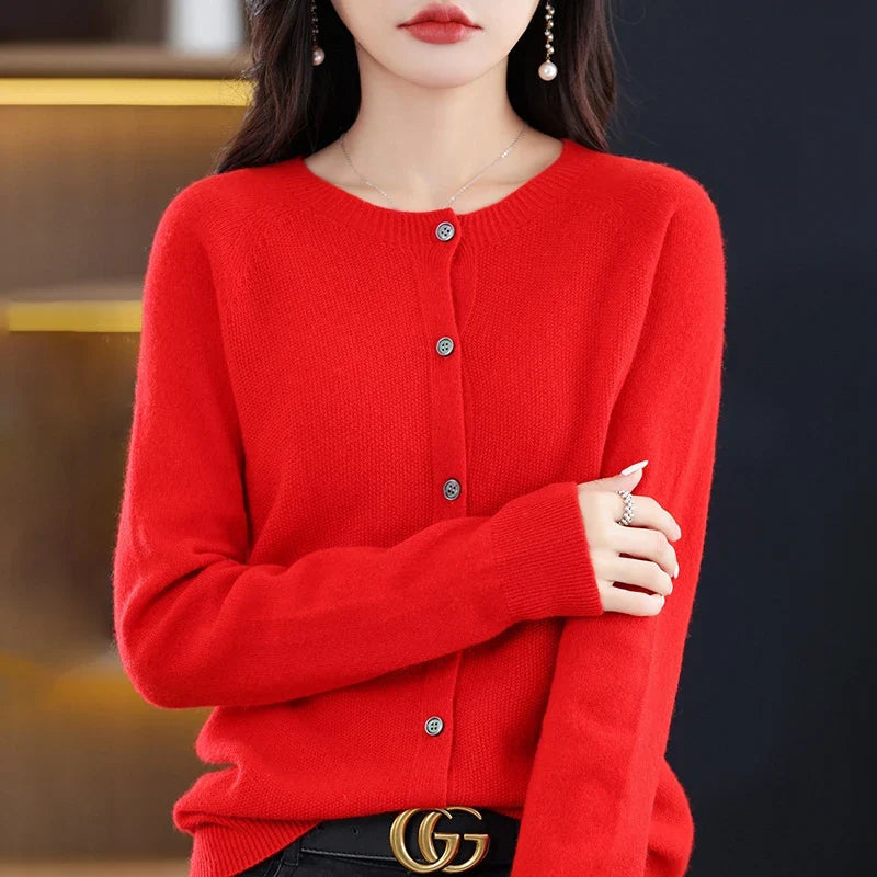 Gilet Femme en Laine à Col Ronde