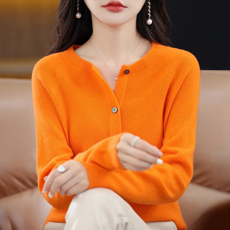 Gilet Femme en Laine à Col Ronde