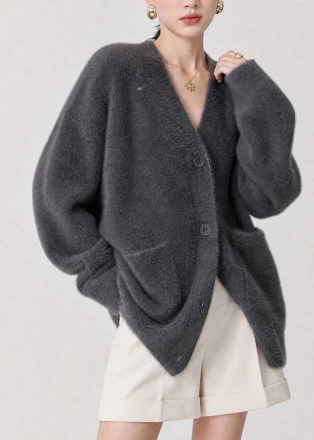 Gilet Homme Décontracté à Col V avec Poches Boutonnées 1