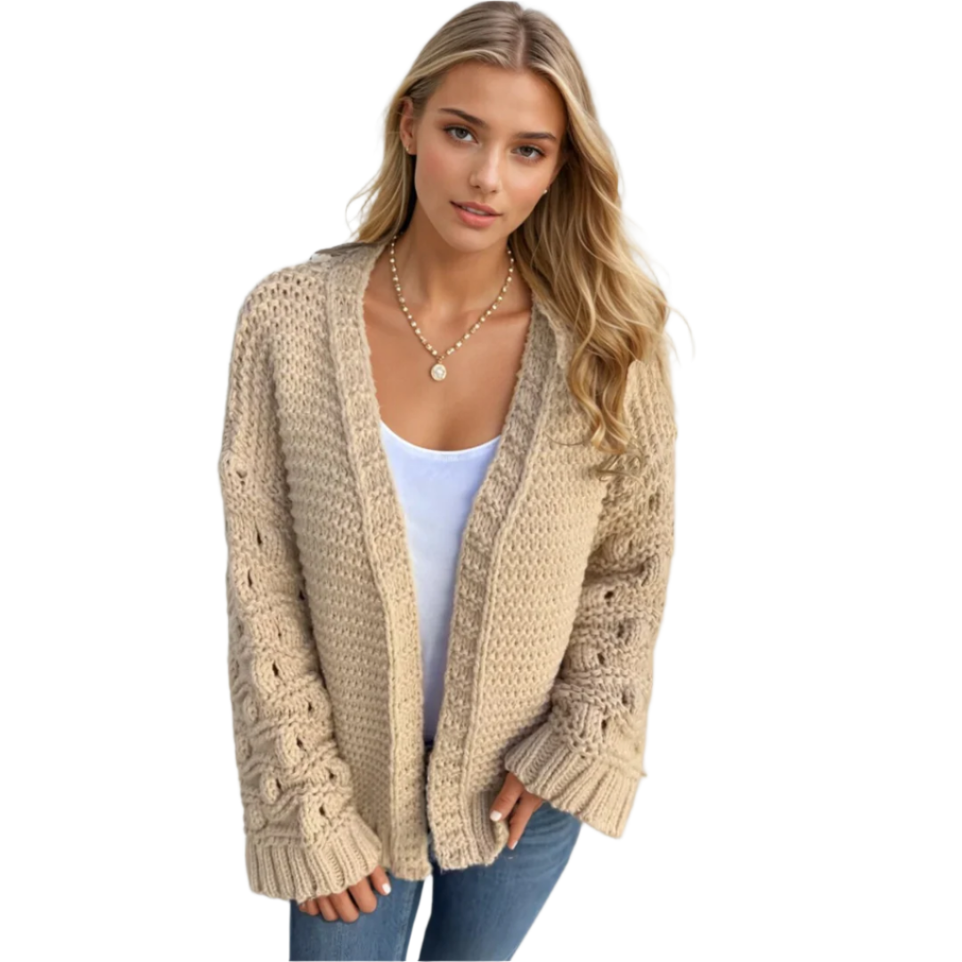 Gilet Long Femme à Manches Longues en Tricot 0