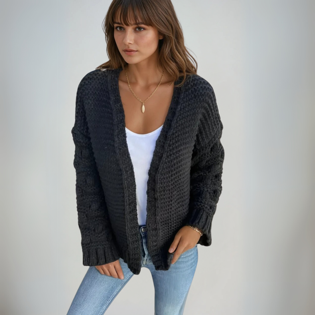 Gilet Long Femme à Manches Longues en Tricot 1