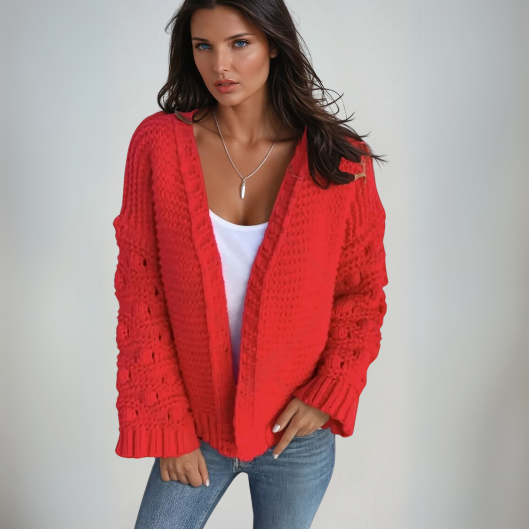 Gilet Long Femme à Manches Longues en Tricot 2