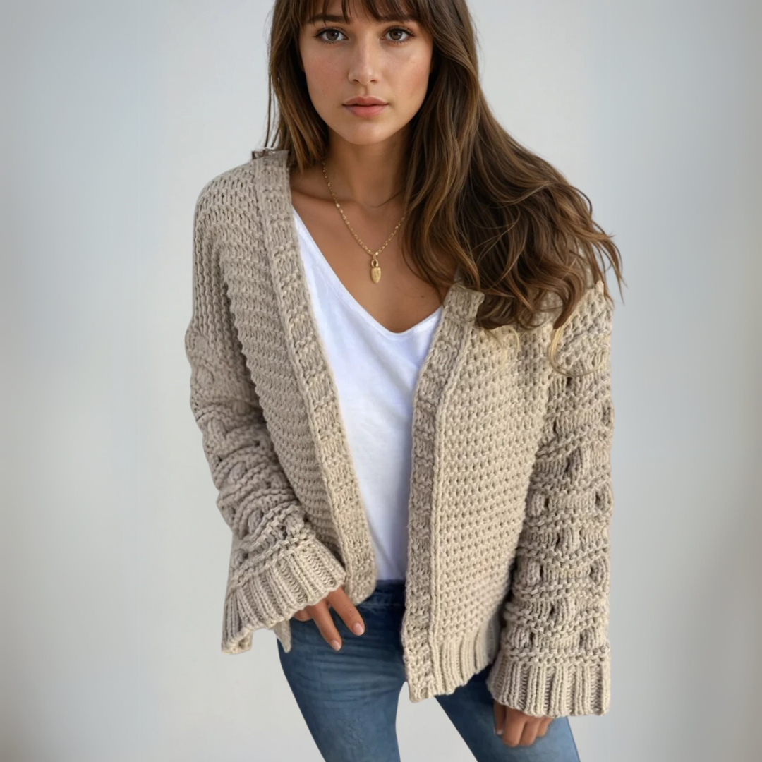 Gilet Long Femme à Manches Longues en Tricot 3