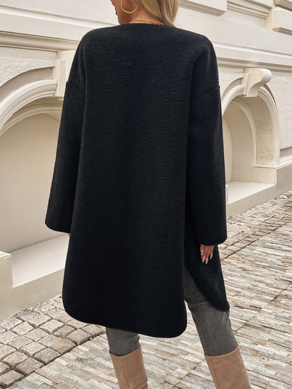 Gilet Long Femme en Fleece avec Détails de Boutons pour Automne Hiver 3
