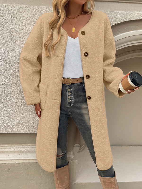 Gilet Long Femme en Fleece avec Détails de Boutons pour Automne Hiver 4