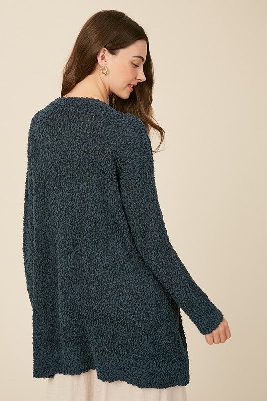 Gilet Ouvert Chunky Tricot Femme Vert 2