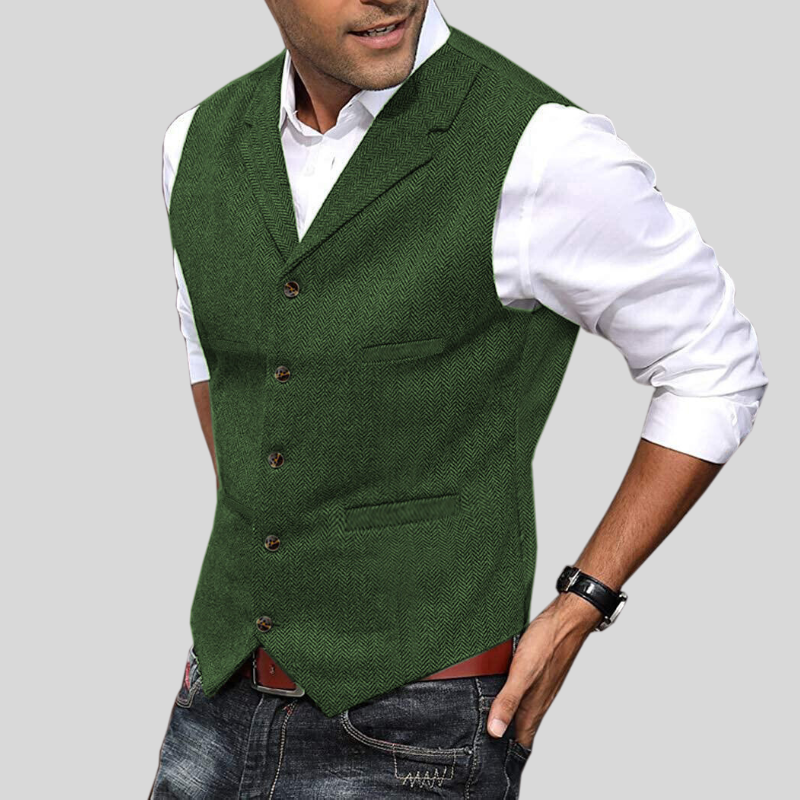 Gilet Pour Homme Chic À Chevrons Ajusté 1