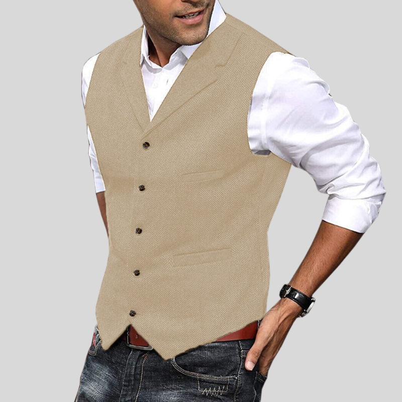 Gilet Pour Homme Chic À Chevrons Ajusté 2