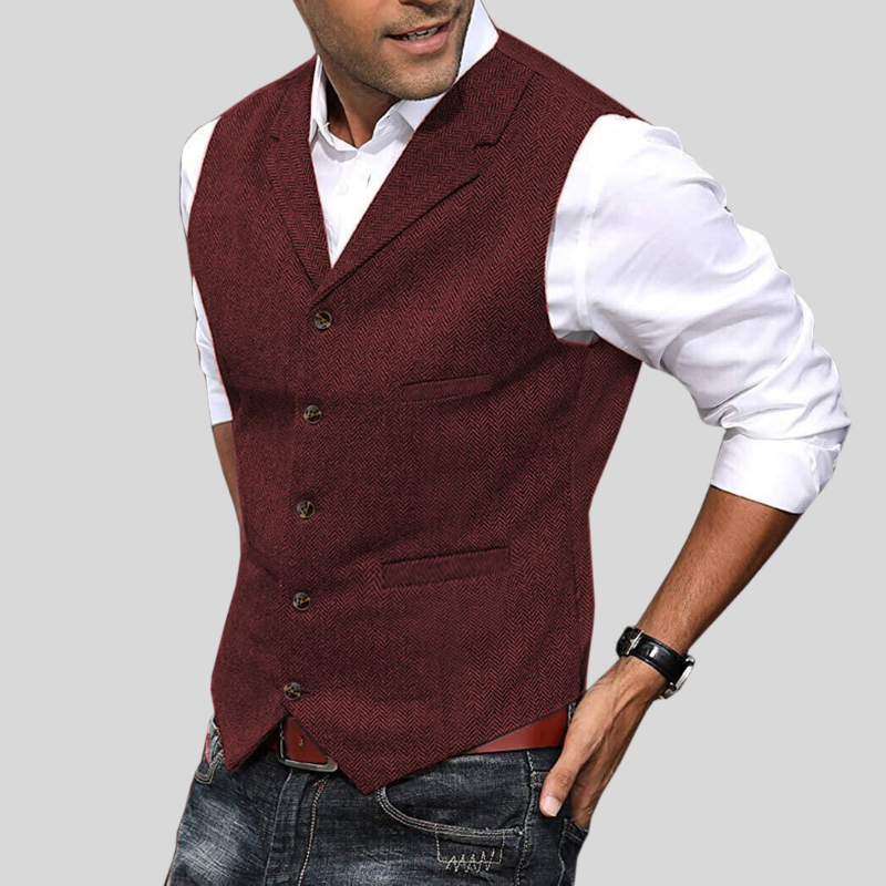 Gilet Pour Homme Chic À Chevrons Ajusté 3