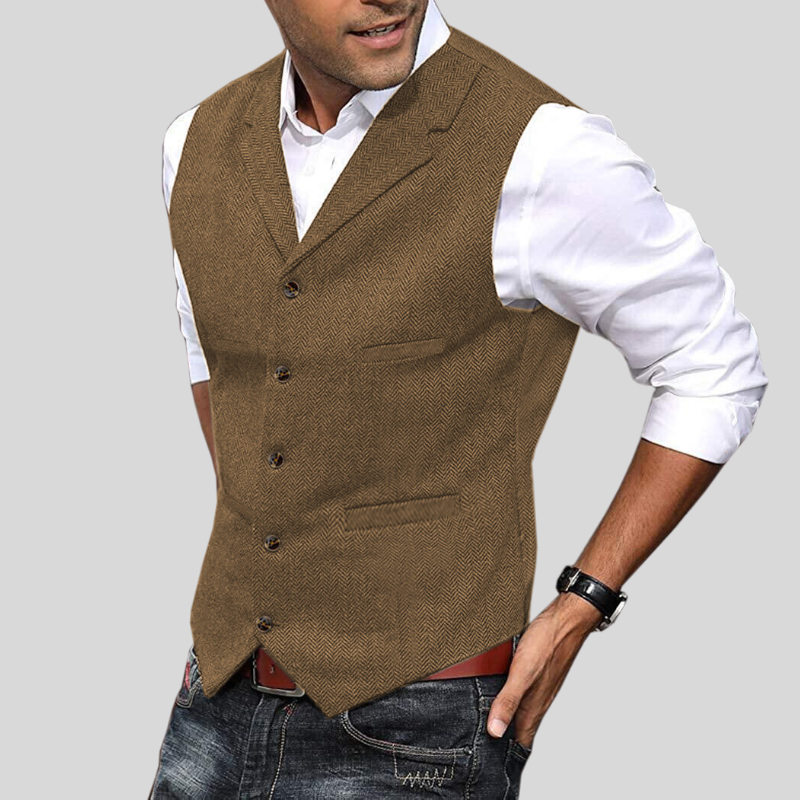 Gilet Pour Homme Chic À Chevrons Ajusté 5