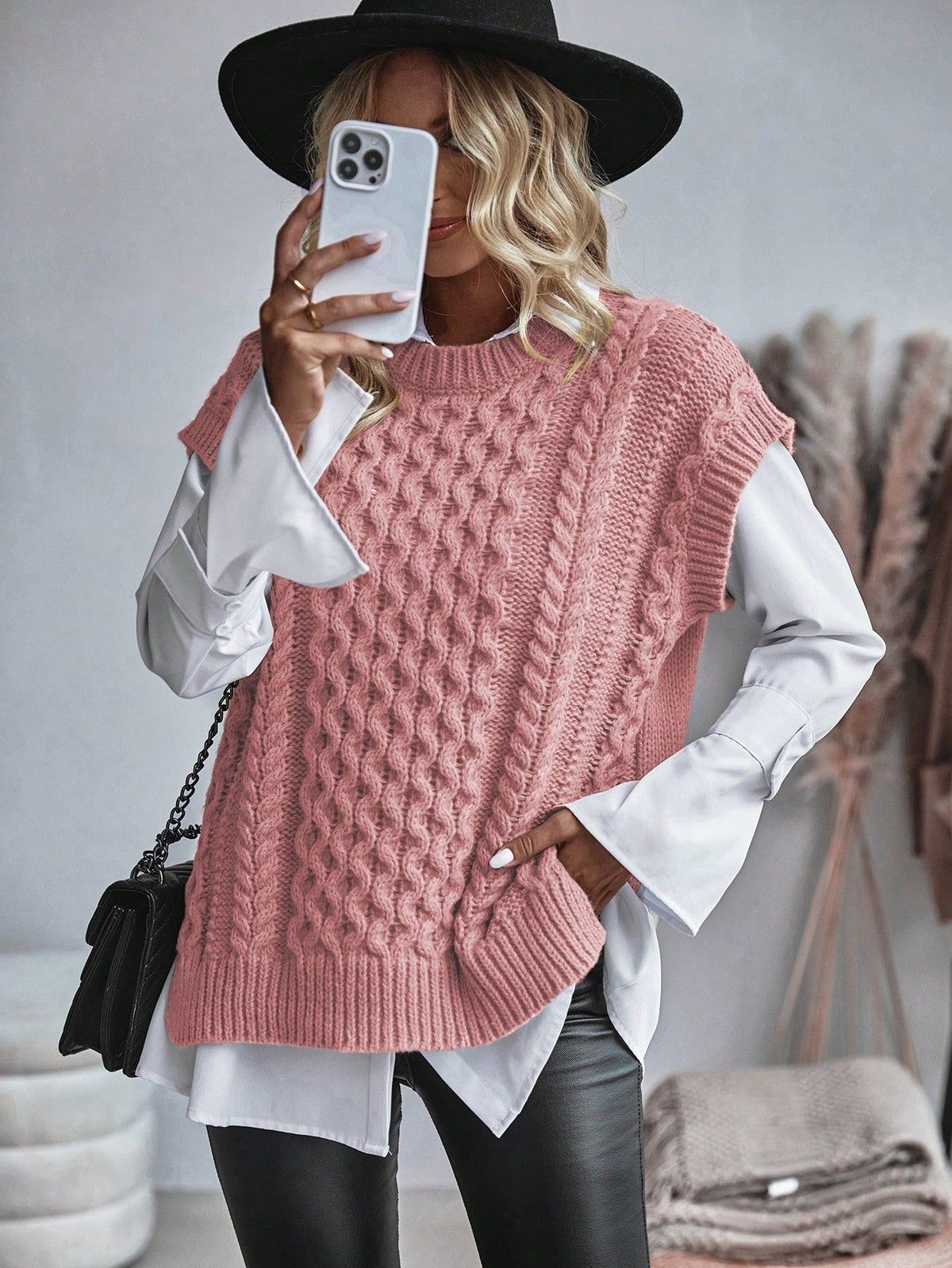 Gilet Sans Manche Femme en Tricot Motif Câble, Confortable et Élégant 6