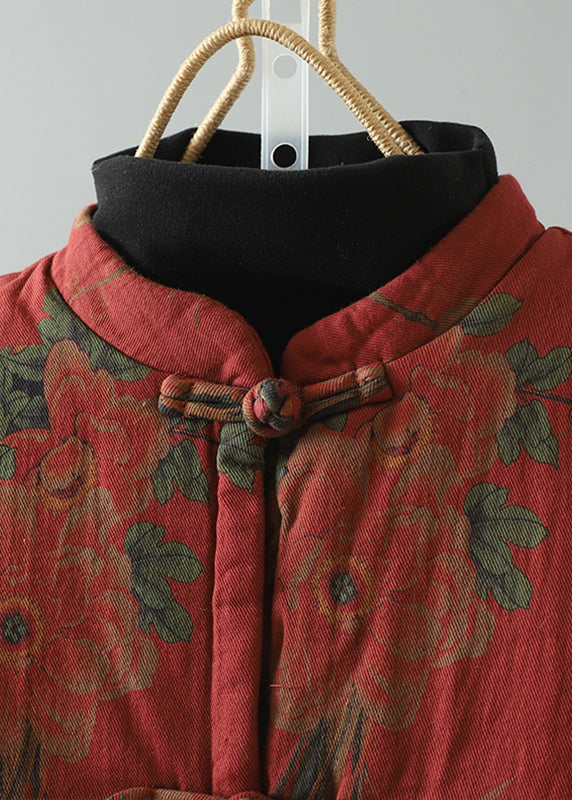 Gilet Vintage en Coton Rempli à Imprimé à Franges pour Femme 2