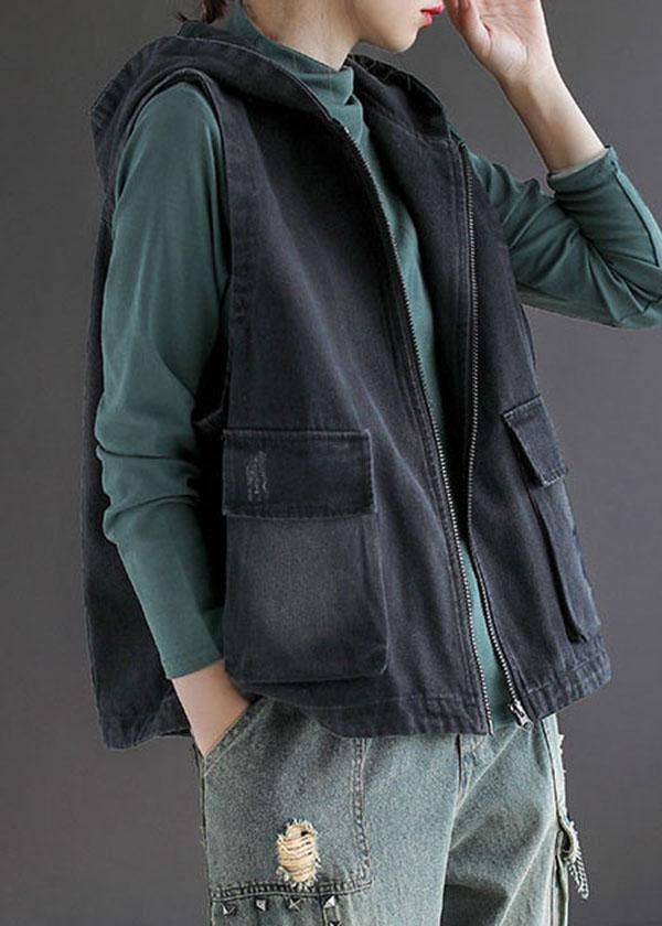 Gilet d'automne à capuche en denim 1