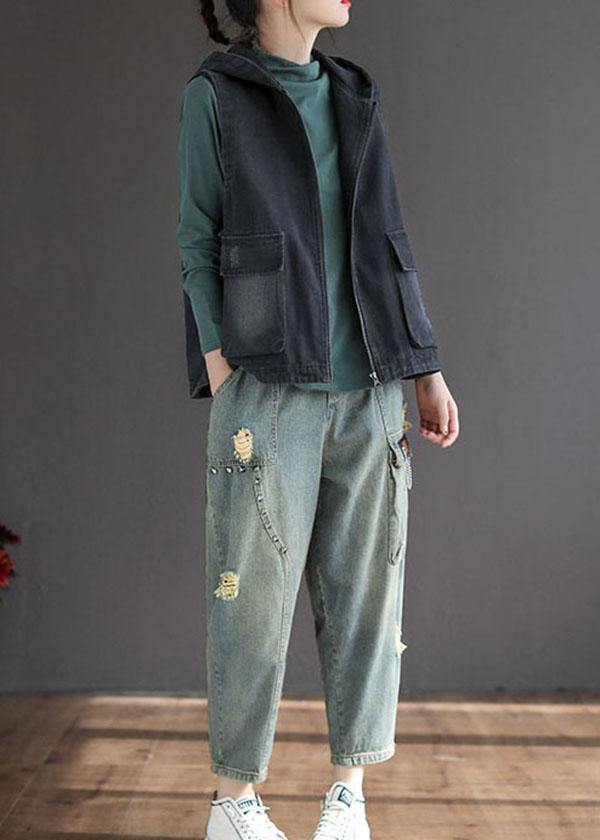 Gilet d'automne à capuche en denim 2