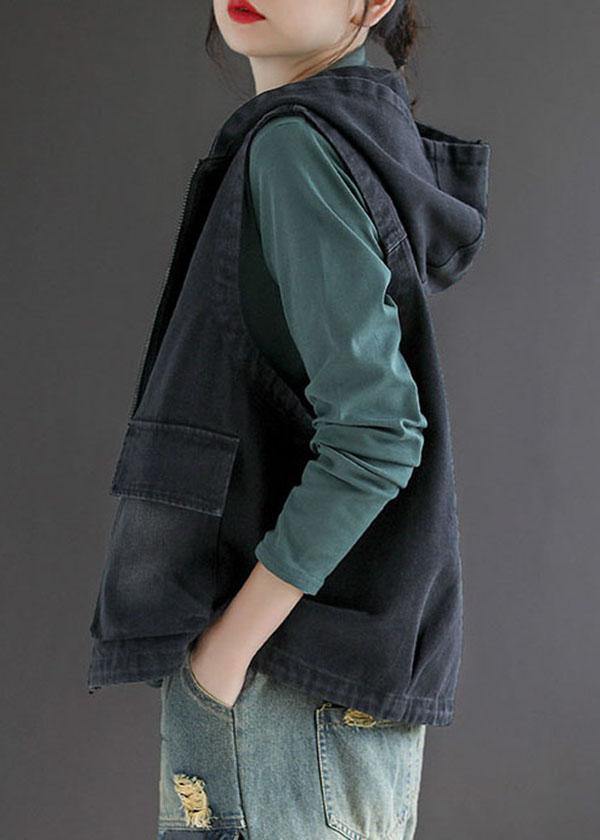 Gilet d'automne à capuche en denim 3