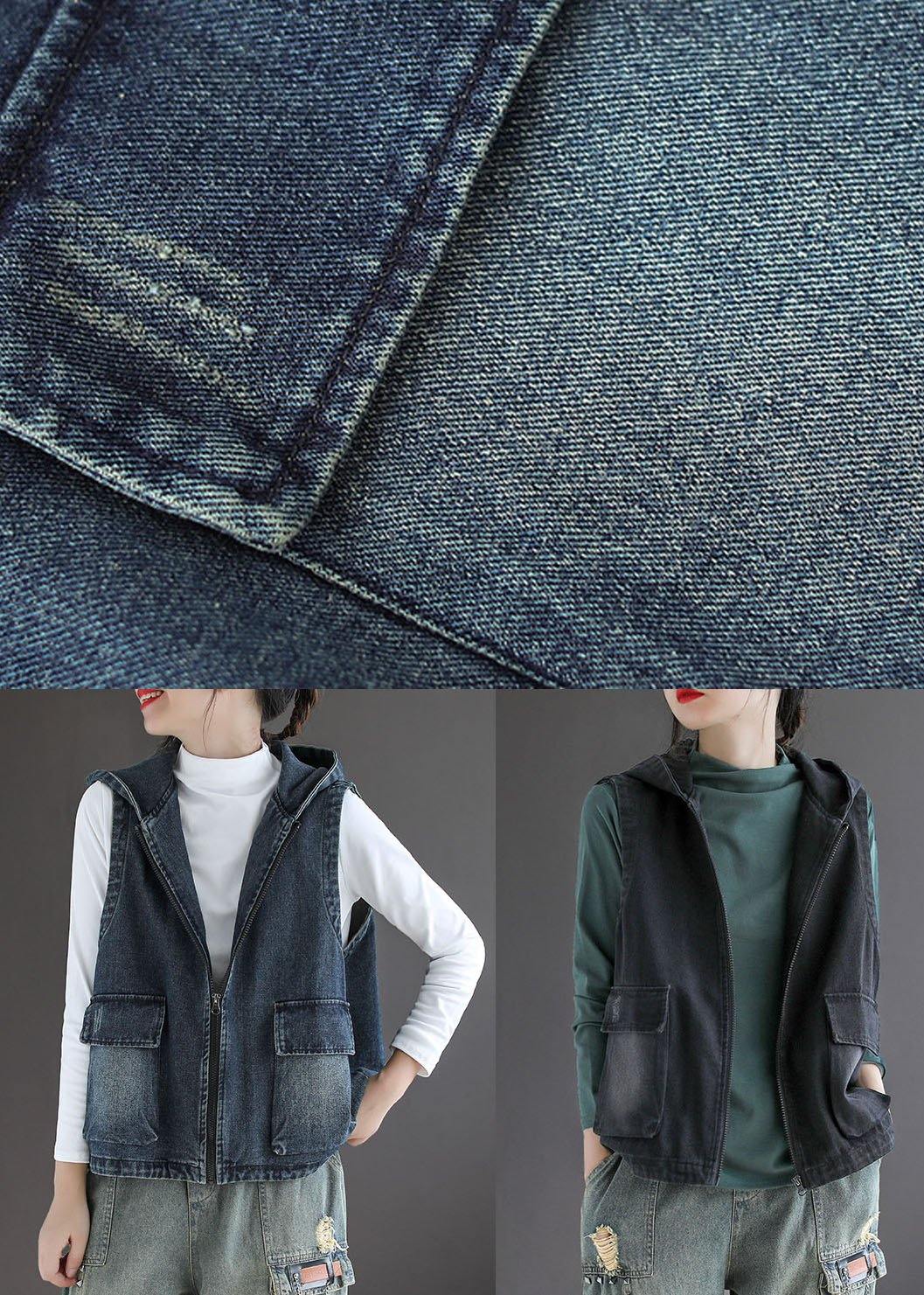 Gilet d'automne à capuche en denim 4