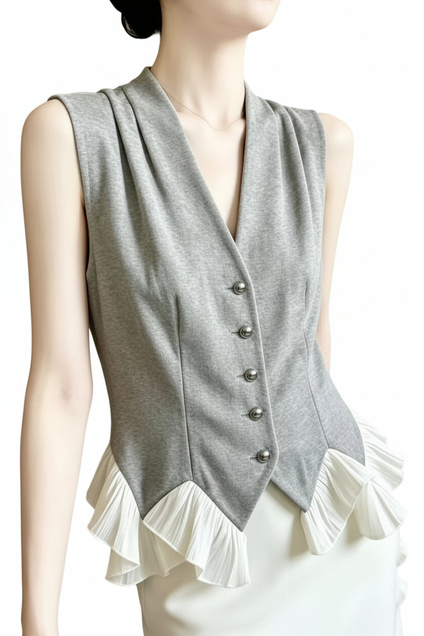 Gilet d'été pour femme à volants froissés 0