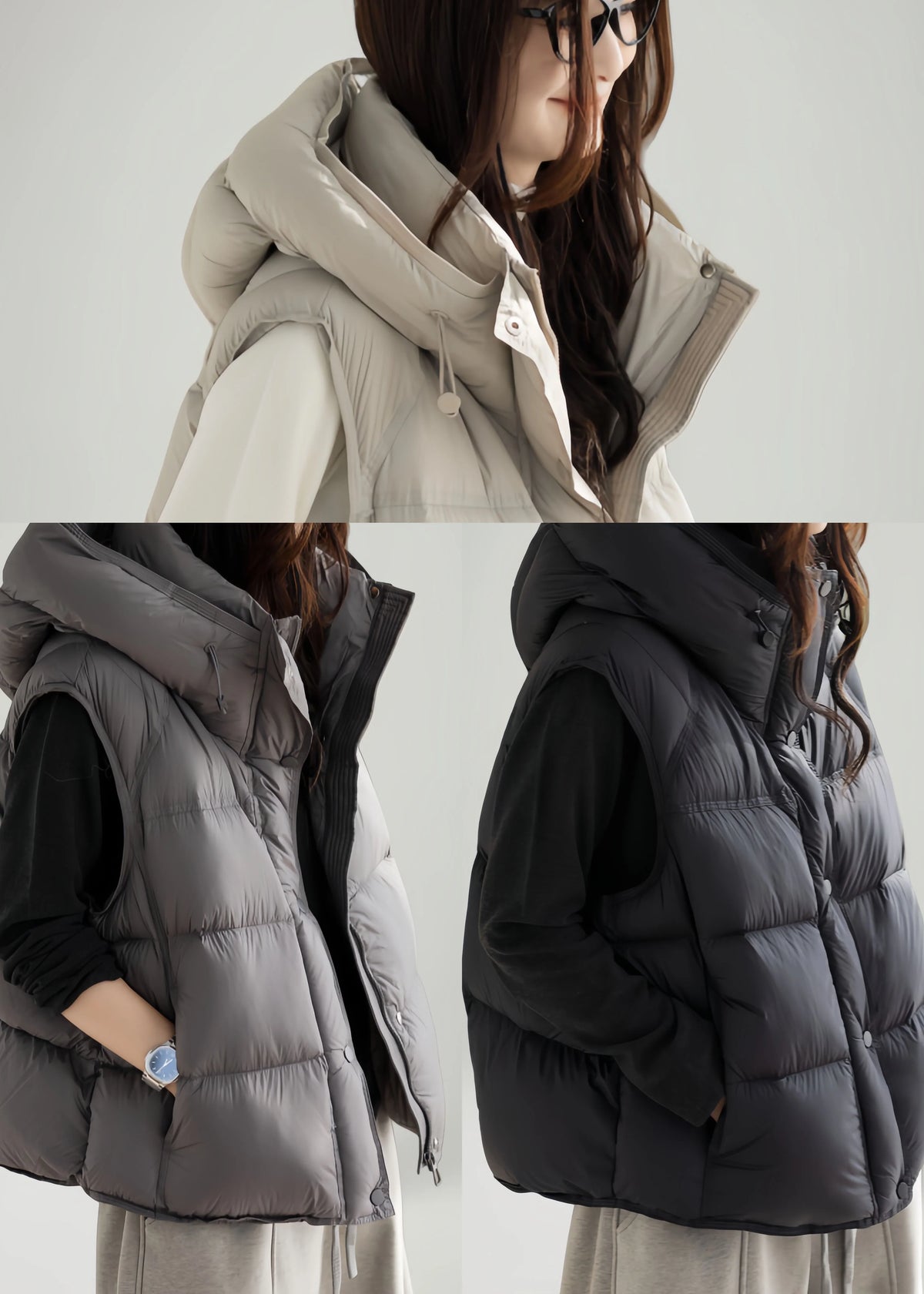 Gilet d'hiver femme coupe ample simple 4