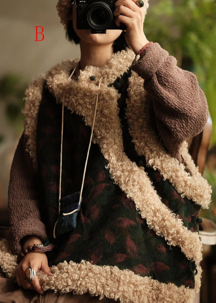 Gilet d'hiver pour femme style vintage à patchwork et rembourrage léger 1